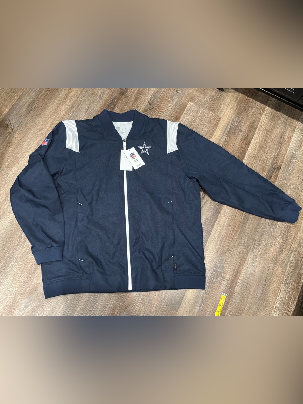 Nike Navy and White Dallas Cowboys Bomber Jacket
